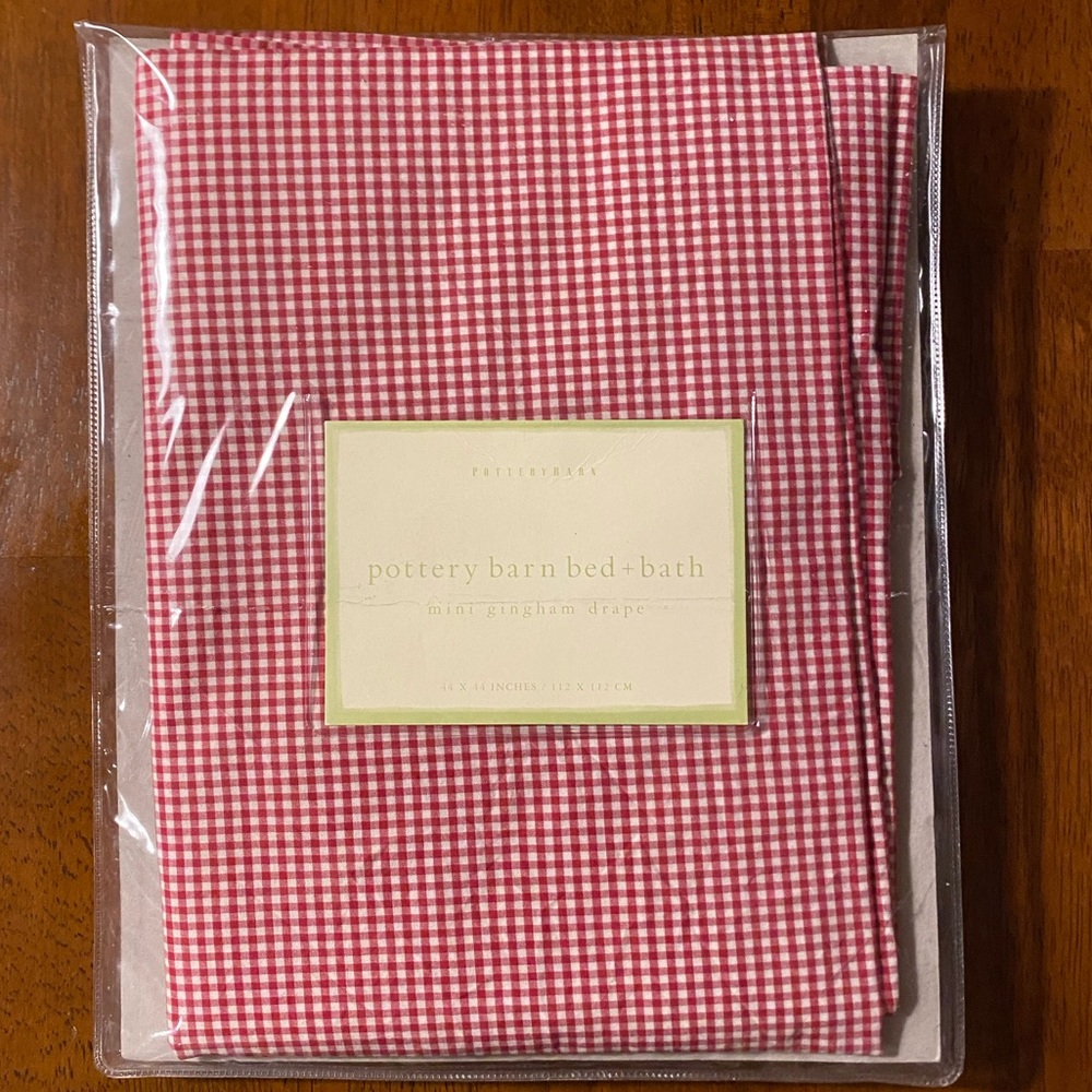 Pottery Barn Kids red gingham curtain set 44””